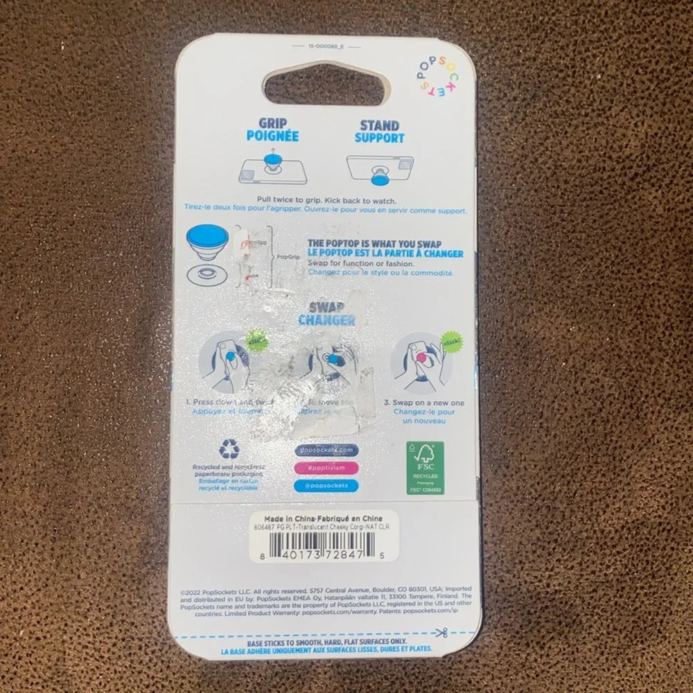 Cheeky Corgi Plant Based- PopSocket-Pop Grip-New
